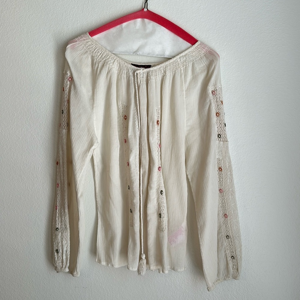 Embroidered long sleeve top